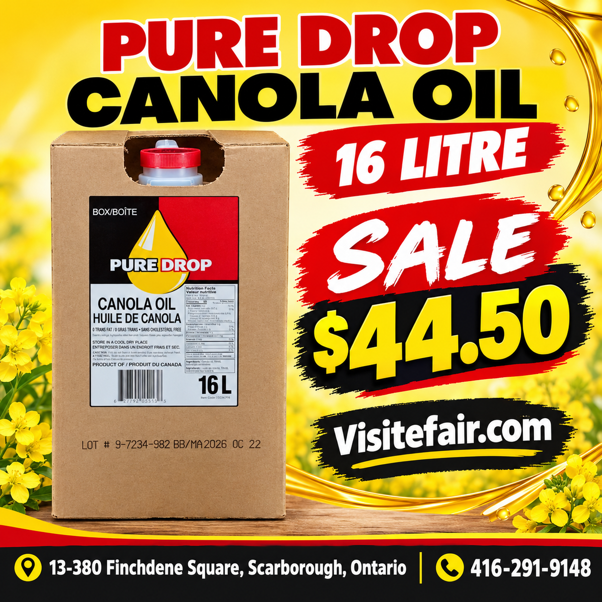 Pure Drop Canola Oil – 16 Litre