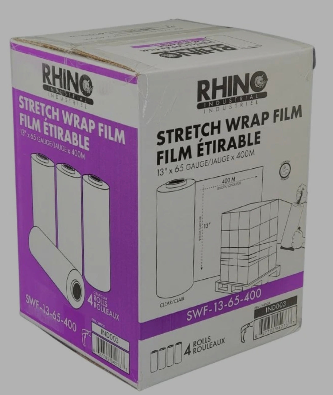 Rhino Industrial Stretch Wrap Film – 13” × 400 m | 65 Gauge