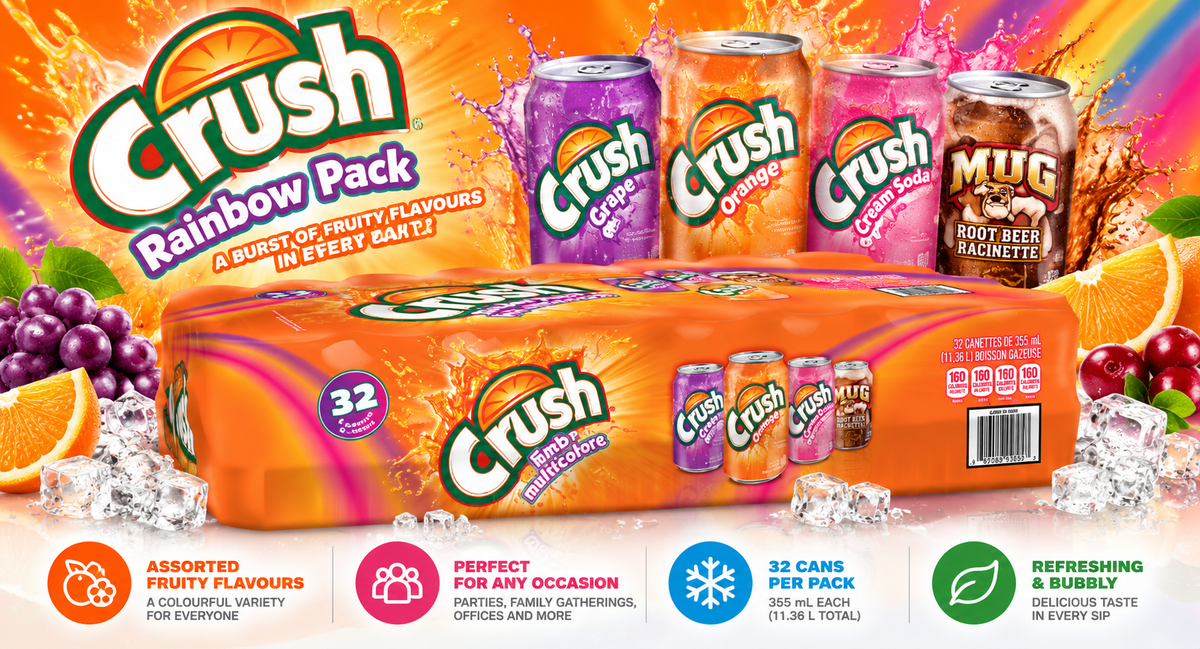 Crush Rainbow Variety Pack – 32 × 355 mL Cans Delivery only in GTA Canada