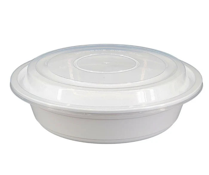 RC Microwaveable Food Container – 48oz | 9" Round | RC48-98 | White | 150/Case