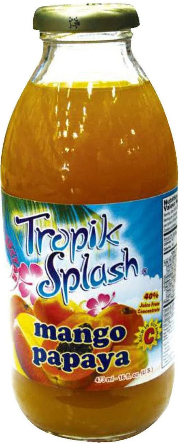 Tropik Splash - Mango Papaya, 473mL Bottle, Pack of 12
