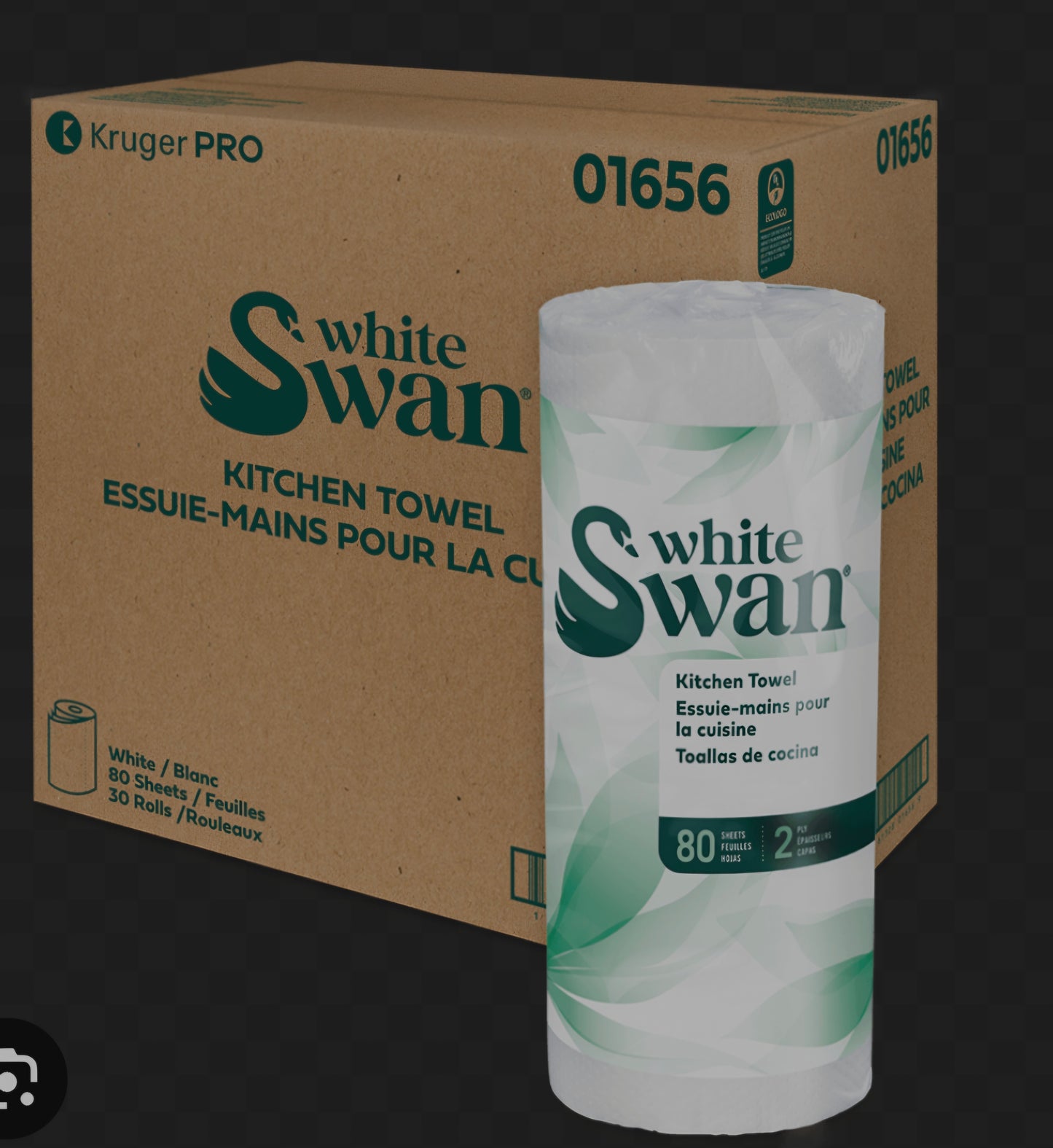 White Swan® Kitchen Towel – 2-Ply (30 Rolls/Case)