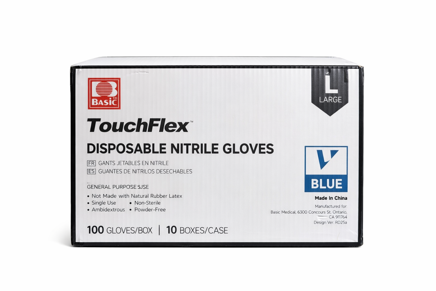 🧤 Basic TouchFlex Nitrile Disposable Gloves – Blue 100gloves per box 10 boxes in a case(1000 gloves)