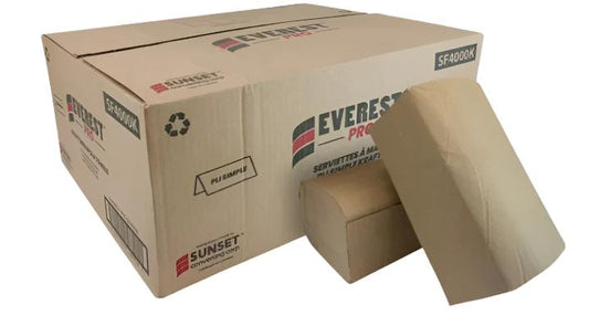 Everest Pro Single-Fold Kraft Paper Hand Towels – SF4000K (4,000 Towels/Case)