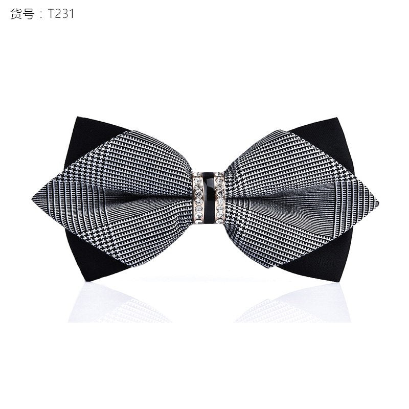 1Piece Bling Crystal Metal Decoration Sharp Corners Bow Tie Butterfly Knot Men's Accessories Wedding Party Banquet Club Business