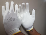 WHITE PALM COATED POLYURETHANE ON WHITE NYLON LINER GLOVES 12Pairs CURBSIDE PICK UP AVAILABLE