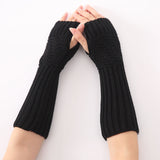 Women Fashion Knitted Arm Sleeve Winter Gloves Soft Warm Mitten Fingerless Gloves Mitten Long Gloves #LYW