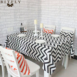 Geometric Wave Black and White Striped Table Cloth Square Rectangular Tablecloth Table runner Home Restaurant Decoration