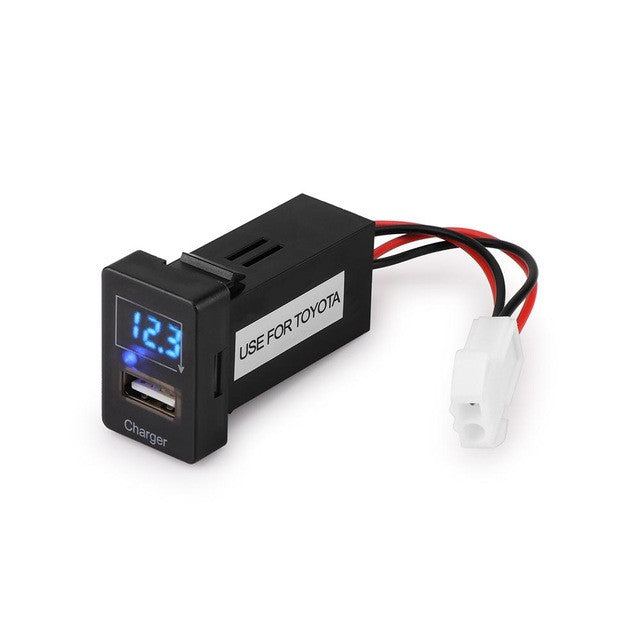 Onever 5V 2.1A Car USB Charger Dashboard Phone Charger Adapter with Voltmeter for TOYOTA VIGO