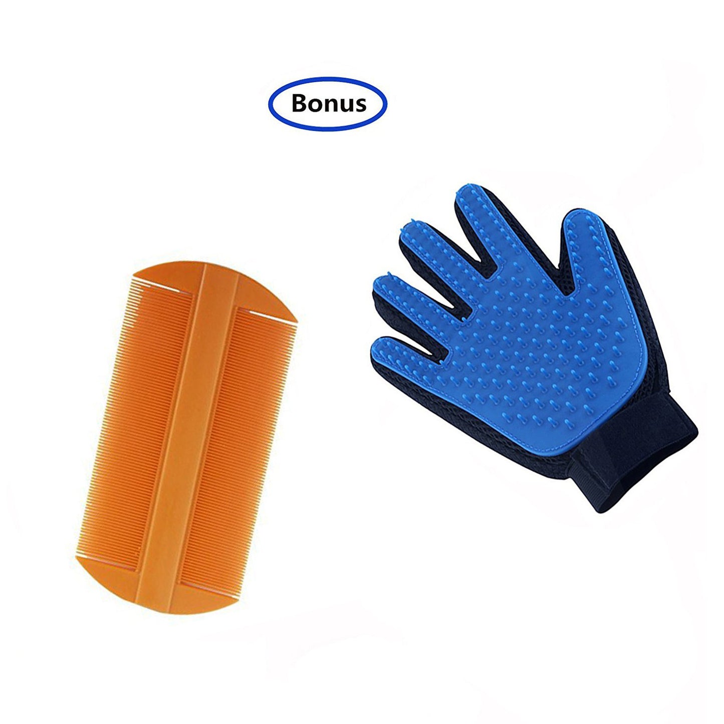 2 Pack Flea Comb for Dogs and Cats with Pet Grooming Glove for Dog, Shedding Gloves Brush