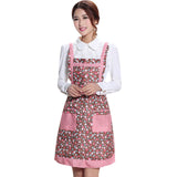 Women Apron with Pockets Waterproof Plaid Print Kitchen Double Layer Anti-oil Aprons Kitchen Cooking Thick Cloth Home Supplies