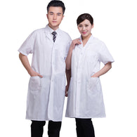 Summer Unisex White Lab Coat Short Sleeve Pockets Uniform Work Wear Doctor Nurse Clothing H9
