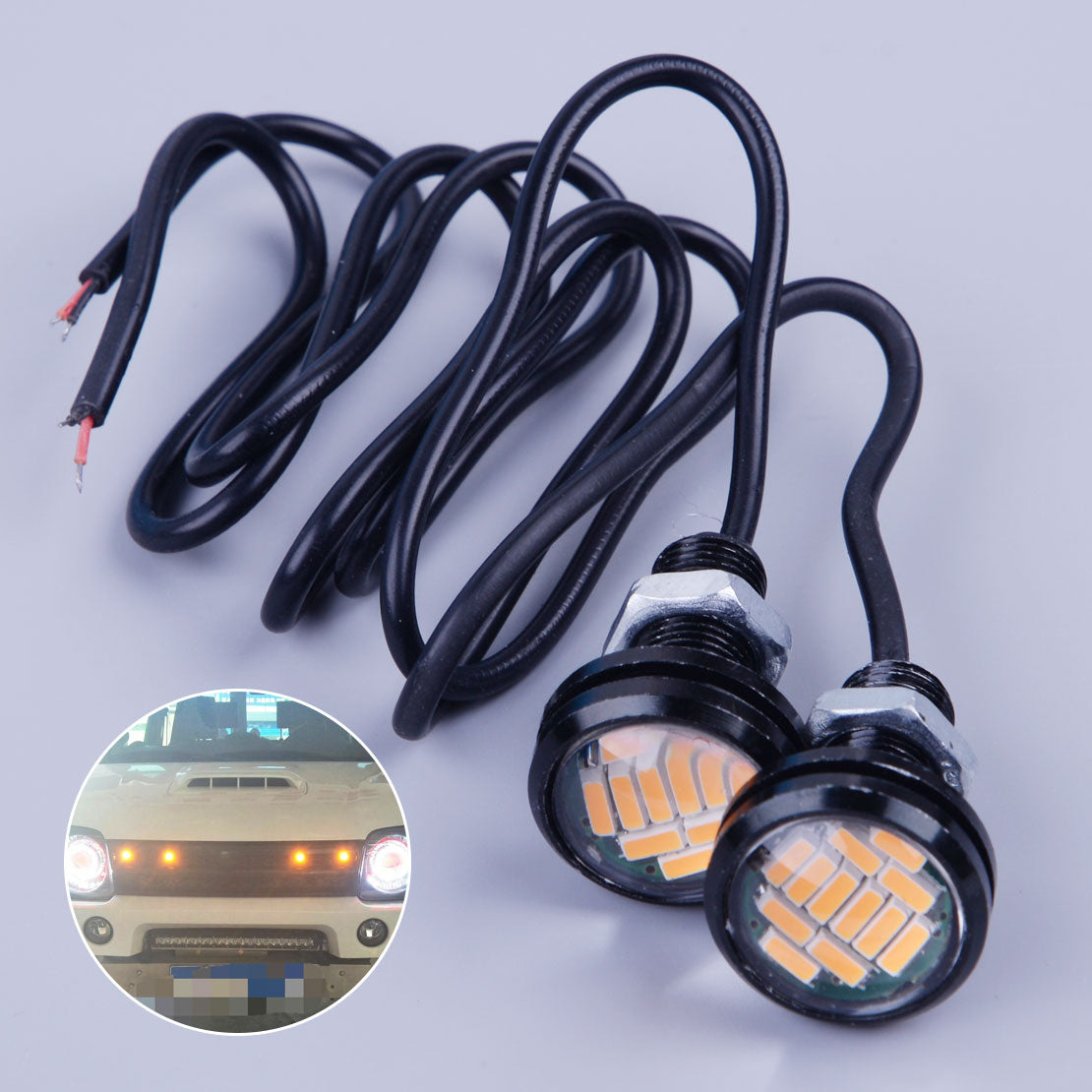 DWCX Car Styling 2Pcs 23mm 12V Amber LED Eagle Auto Turn Signal Lamp DRL Backup Light Fit for Jeep TJ CJ JK YJ Wrangler