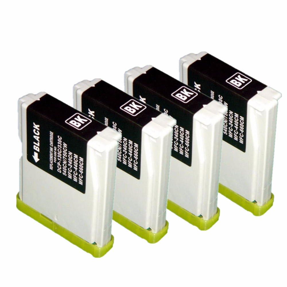 4 Bk LC1000 LC-1000 LC 1000 Ink Cartridge Replacement For Brother DCP-130C DCP-135C DCP-150C DCP-153C DCP-155C DCP-157C DCP-330C