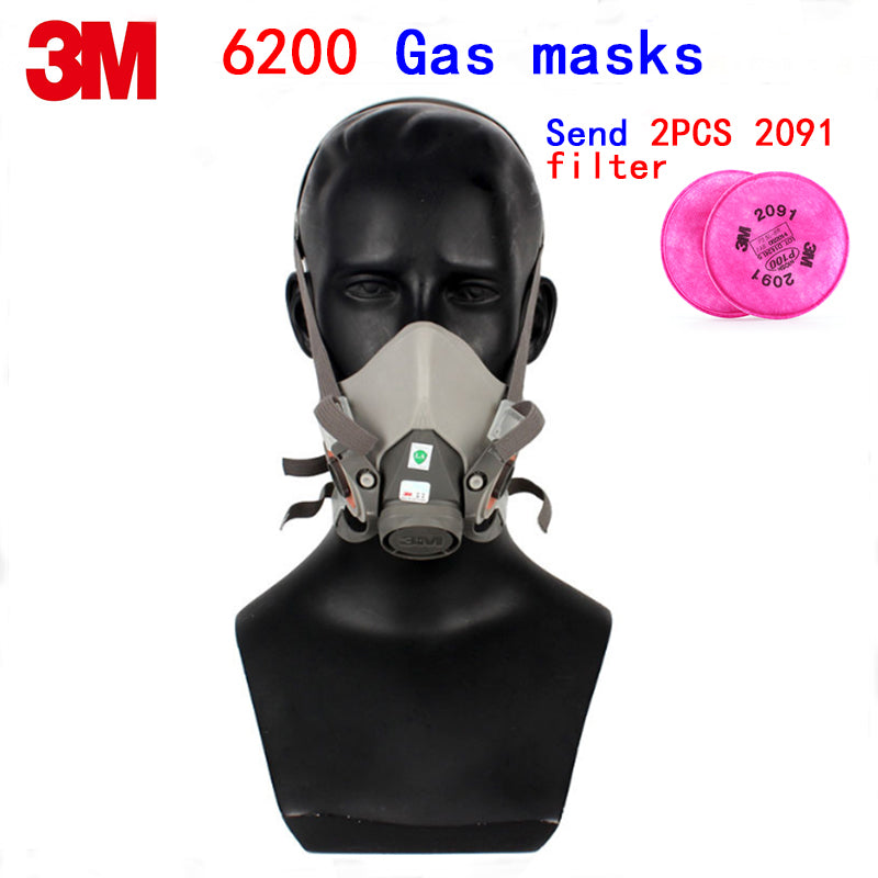 3M 6200 respirator mask high quality rubber filter mask Cold flow design protective mask Give a 2091 filter ecial painting
