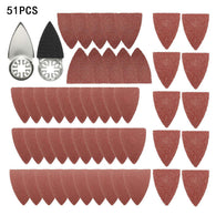50pcs 60~240 Grits Triangular Sand Papers + 1pcs Steel Finger Sand Disc for Fein Oscillating Tools Metal Wood Surface Polishing