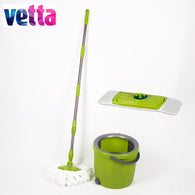 VETTA Mop with bucket and two different mopheads magic mops floor cleaning high quality green spin broom WYL-30-2; 993-033