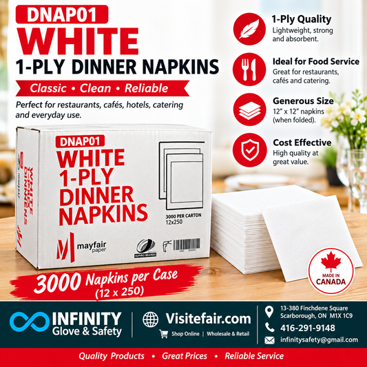 White 1-Ply Dinner Napkins – DNAP01 | Mayfair Paper