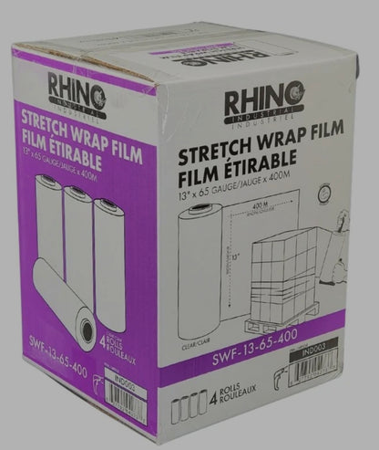 Rhino Industrial Stretch Wrap Film – 13” × 400 m | 65 Gauge
