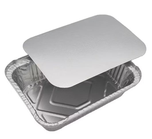 Foil Rectangular Container – 1 lb (5.5" x 4.5" x 1.75") – 500/Case and Lid