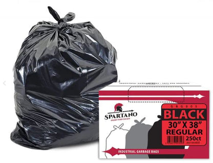 Garbage Bags 30"x38" Black Strong 200/cs. Brand Spartano