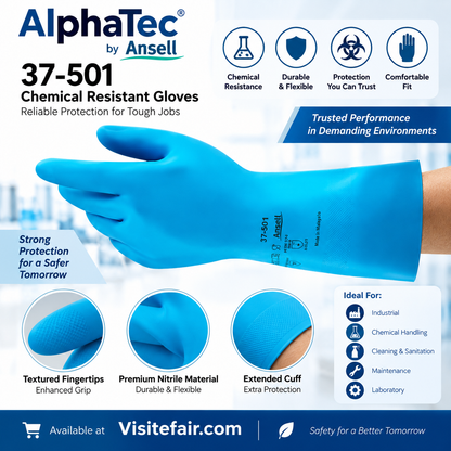 Ansell 501 Blue Nitrile Gloves 12 pairs
