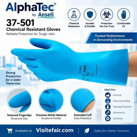 Ansell 501 Blue Nitrile Gloves 12 pairs