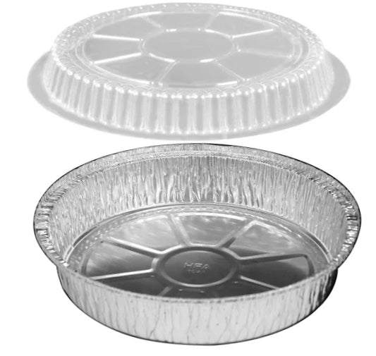 7" Round Aluminum Foil Container with Lid Options – 25G & 30G Heavy Duty (500/Case)