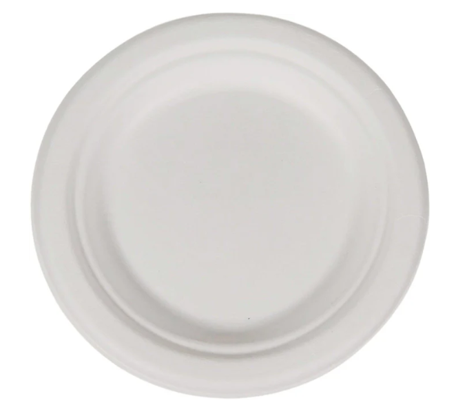 Plates 9 Inch 500/case Eco-Craze Bagasse Round Plates – 1 Compartment 125x4/cs
