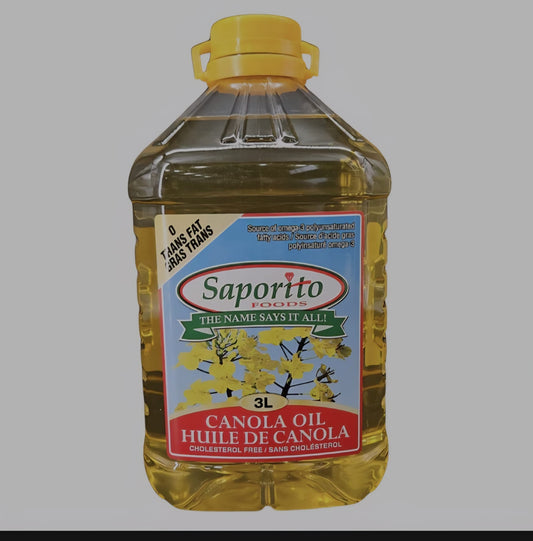 Saporito Canola Oil – 3 L Plastic Bottle
