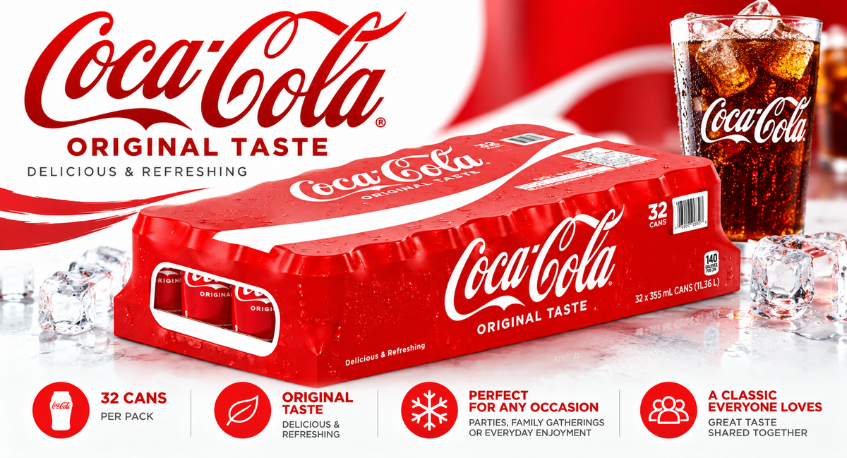 Coca-Cola Original Taste Soft Drink – 355 mL Cans, Pack of 32 Delivery only in GTA Canada