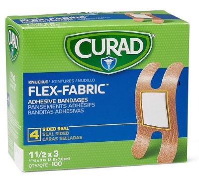 URAD Flex-Fabric Adhesive Bandages, Knuckle, 100 Ct