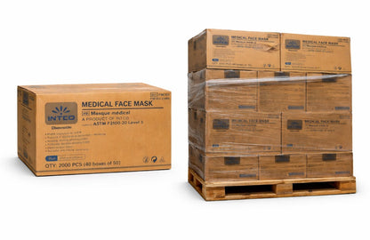 Intco Medical Face Mask ASTM F2100-20 Level 3 – 3-Ply Surgical Mask (50 Masks/Box | 40 Boxes/Case)