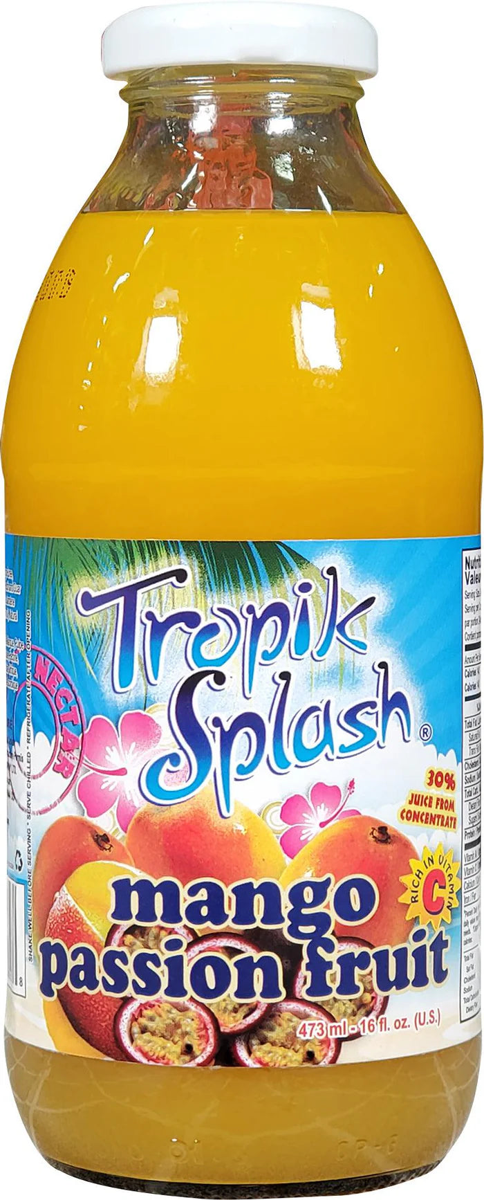 Tropik Splash - Mango Passion Fruit, 473mL Bottle, Pack of 12