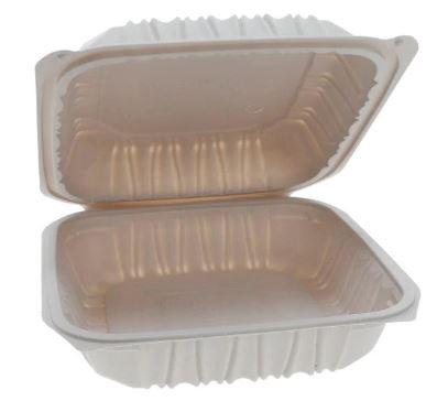 MFPP - Clamshell Container Take out strong container 9"x9"x2.8"  - White 150/CS