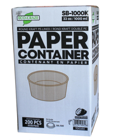 Eco-Craze – Kraft PE-Lined Paper Container – Round – 1000ml – SB-1000K