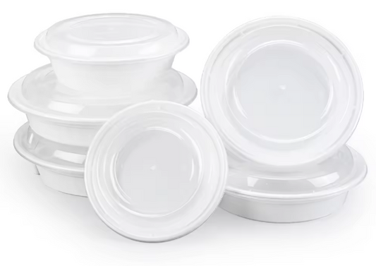 RC32 – 7" Round Microwaveable Takeout Food Container | 32oz | White | 150/Case
