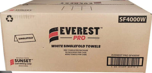 Everest Single-Fold White Hand Towels SF4000W