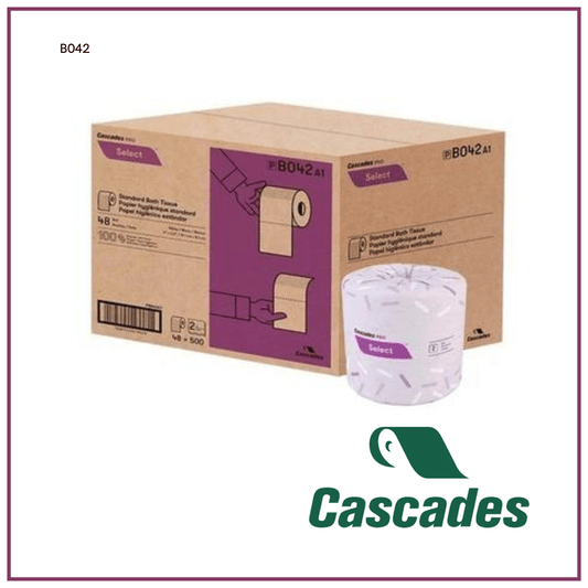 Cascades B042 – Pro Select Toilet Paper (Commercial Grade)Cascades B042 2-Ply Toilet Tissue (500 Sheets, 48 Rolls)