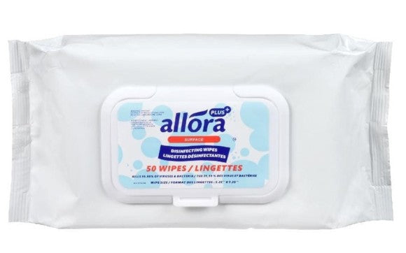 Allora Disinfecting Wipes – 50 Wipes per Pack – Case of 12 Packs