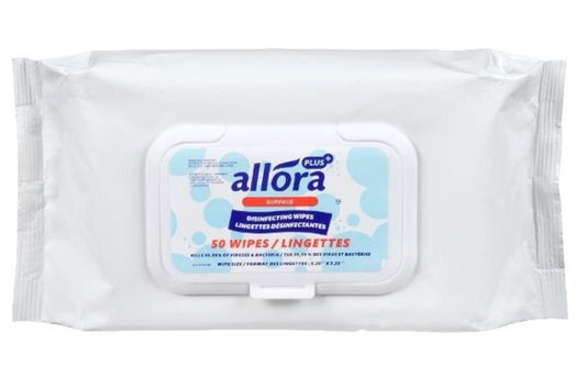 Allora Disinfecting Wipes – 50 Wipes per Pack – Case of 12 Packs