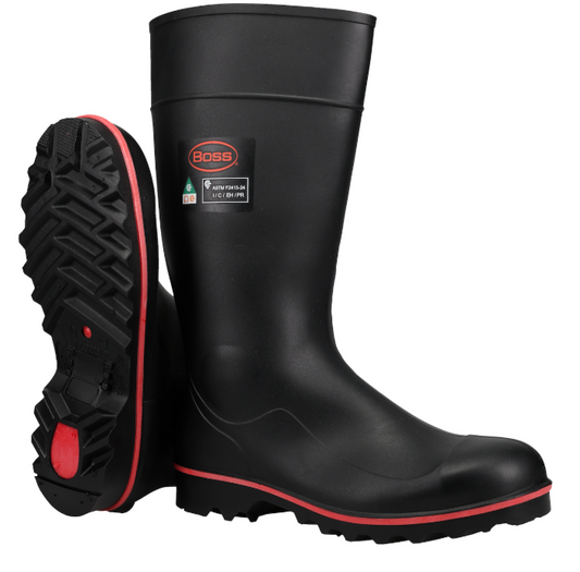 Boss® PVC/Polyblend Full Safety Steel Rubber boots Toe ESR