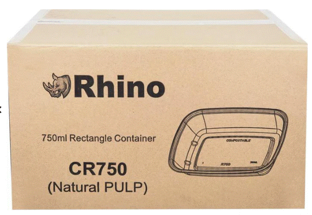 Eco-Craze/Rhino – 750ml Rectangle Natural Pulp Box – CR750