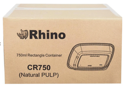 Eco-Craze/Rhino – 750ml Rectangle Natural Pulp Box – CR750