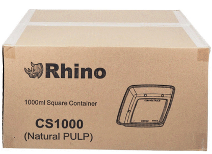 Eco-Craze/Rhino – 1000ml Square Natural Pulp Box – CS1000