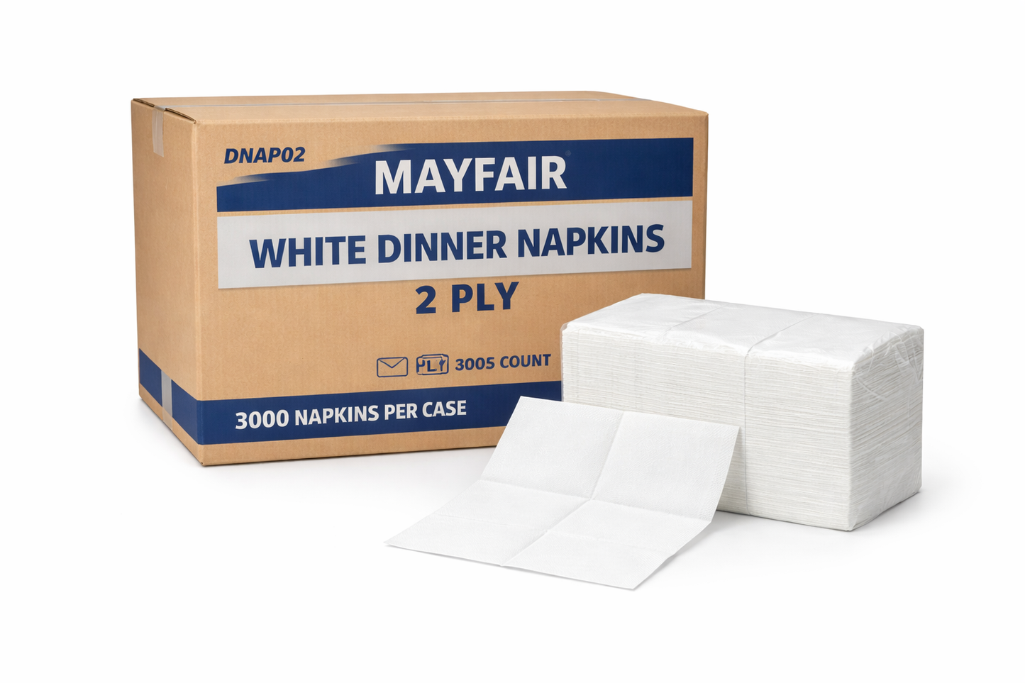 DNAP02 Mayfair White Dinner Napkins – 2 Ply – 3000/Case