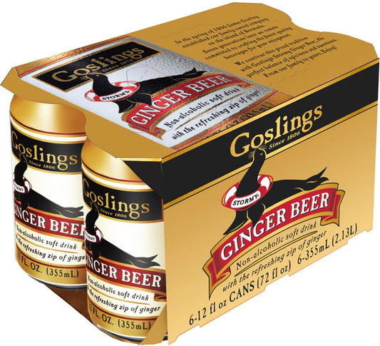 Goslings Ginger Beer – 355 ml Can (Pack of 6 | 24 Cans Master Case)