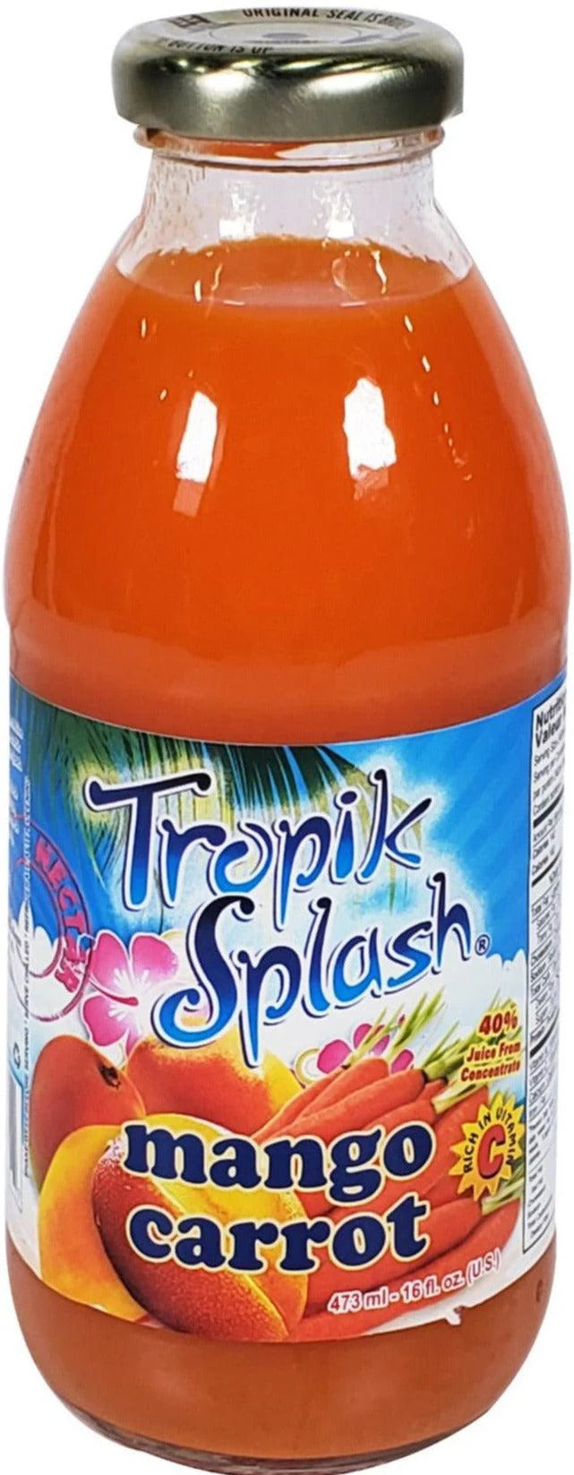 Tropik Splash - Mango Carrot, 473mL Bottle, Pack of 12