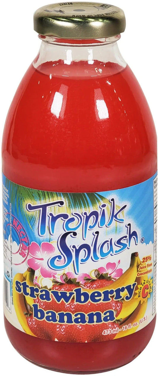 Tropik Splash - Strawberry Banana Nectar, 473mL Bottle, Pack of 12