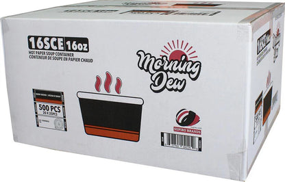 Morning Dew – 16 oz Paper Soup Container – Ebony Print  Code: 16SCE